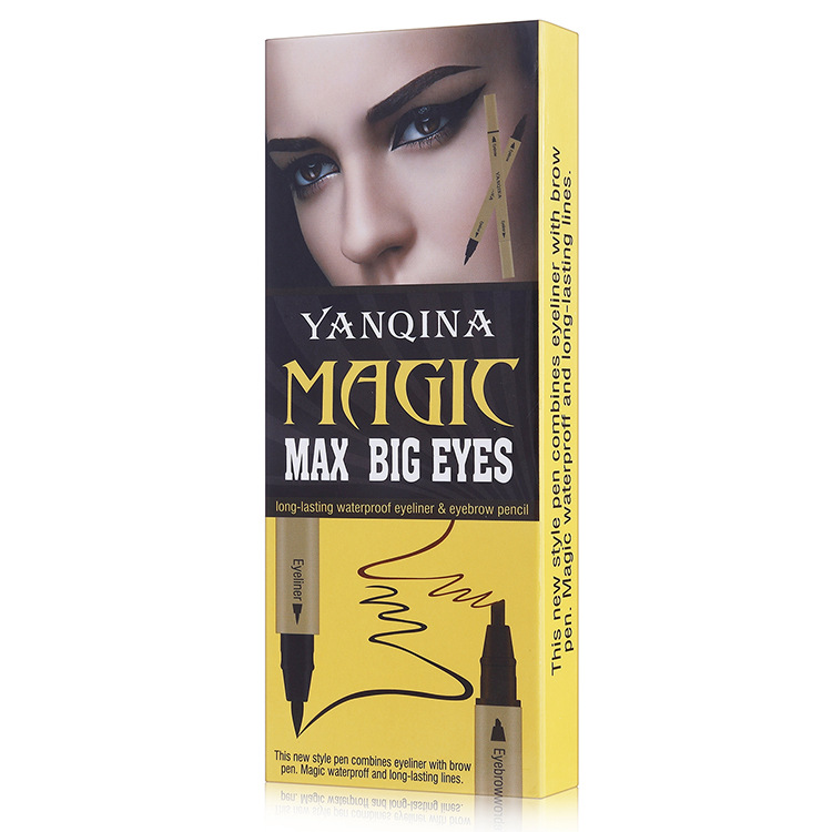 Yanqina cool black quick dry double - head eyeliner waterproof not dye multi - color liquid eyeliner makeup