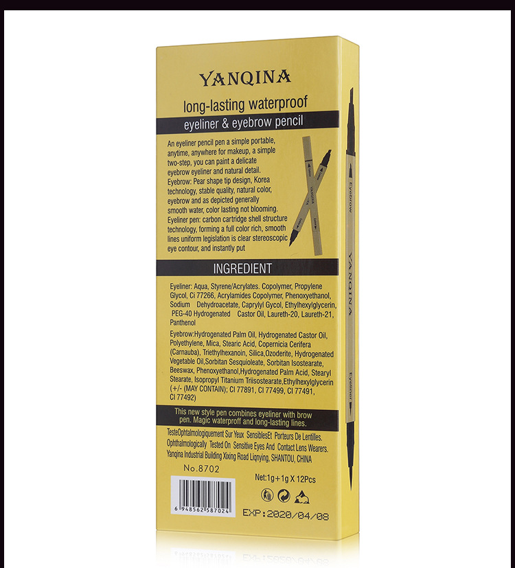 Yanqina cool black quick dry double - head eyeliner waterproof not dye multi - color liquid eyeliner makeup