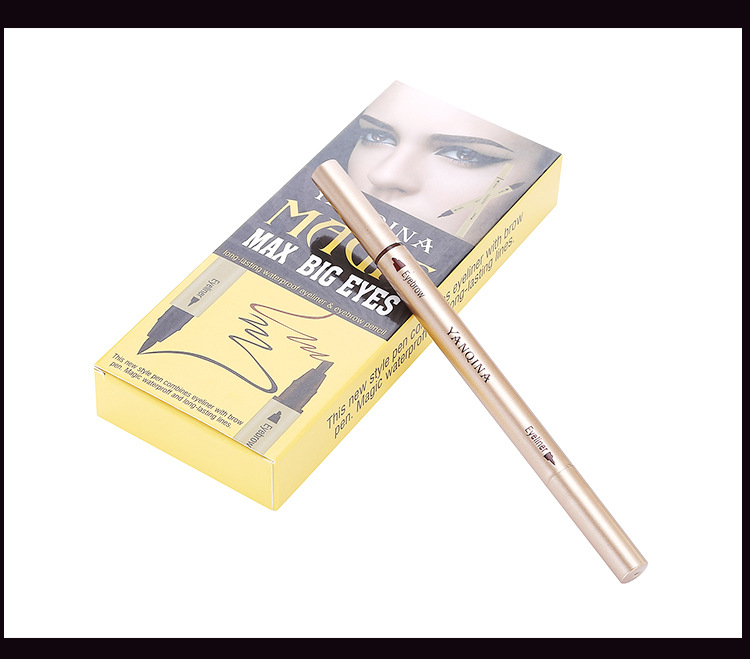 Yanqina cool black quick dry double - head eyeliner waterproof not dye multi - color liquid eyeliner makeup