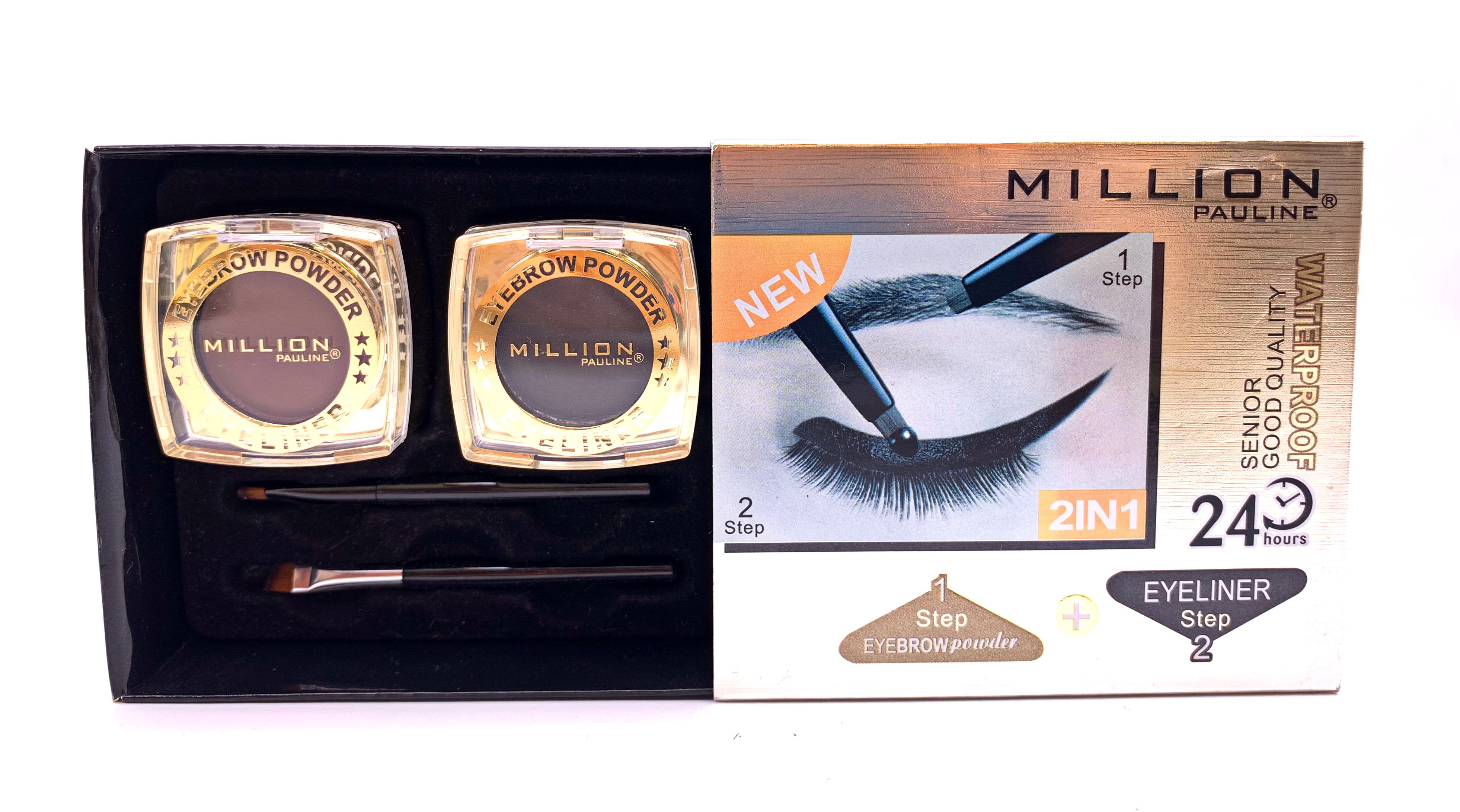 Wholesale Private Label 2 Colors Eyeliner and Eyebrow Powder 2 in 1 Eye Makeup