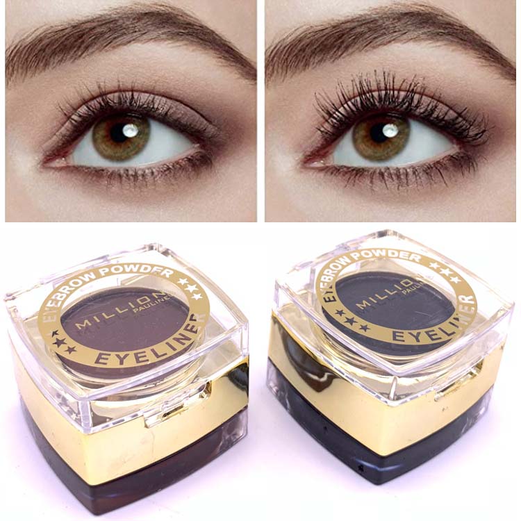 Wholesale Private Label 2 Colors Eyeliner and Eyebrow Powder 2 in 1 Eye Makeup
