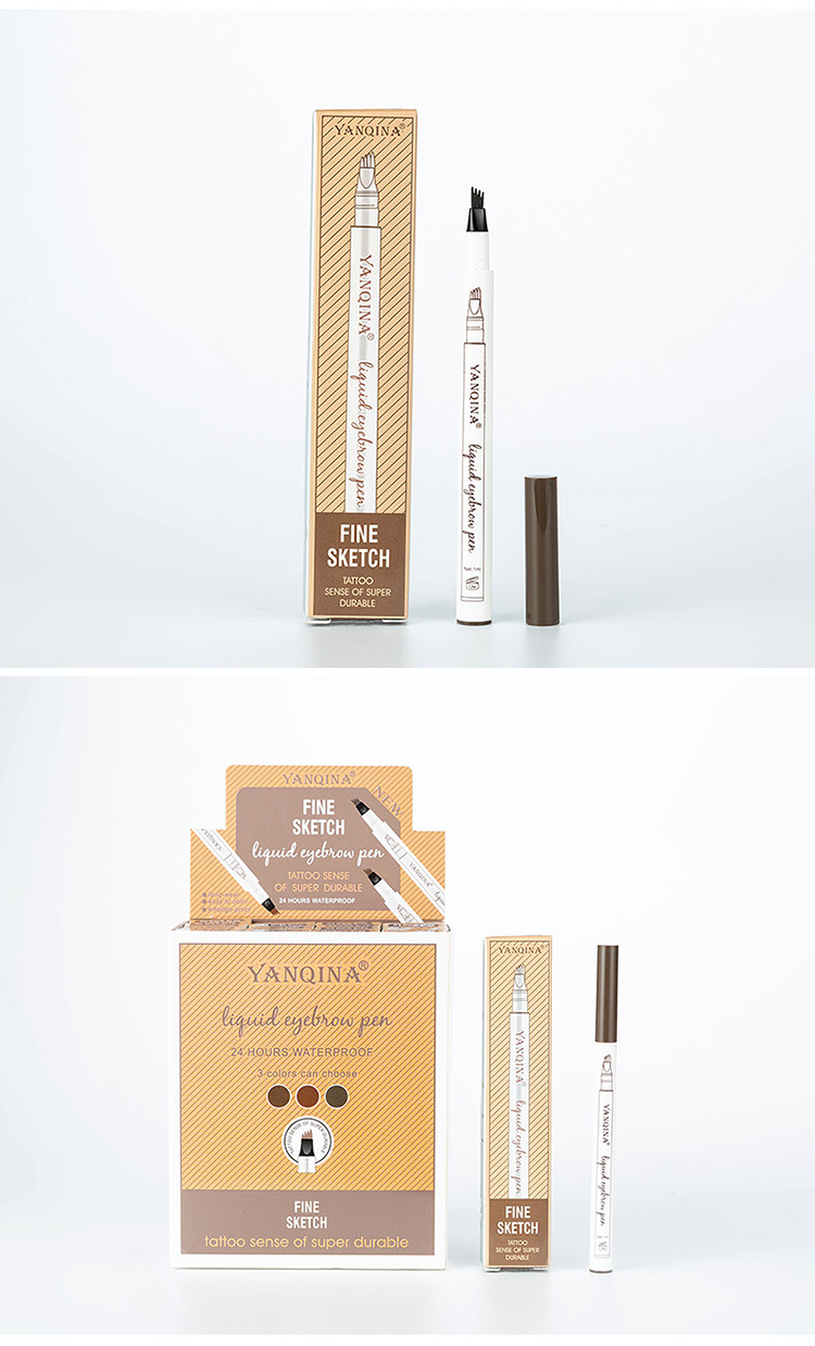 Yanqina three head four head cool black waterproof eyebrow pencil eyeliner quick dry makeup lasting makeup