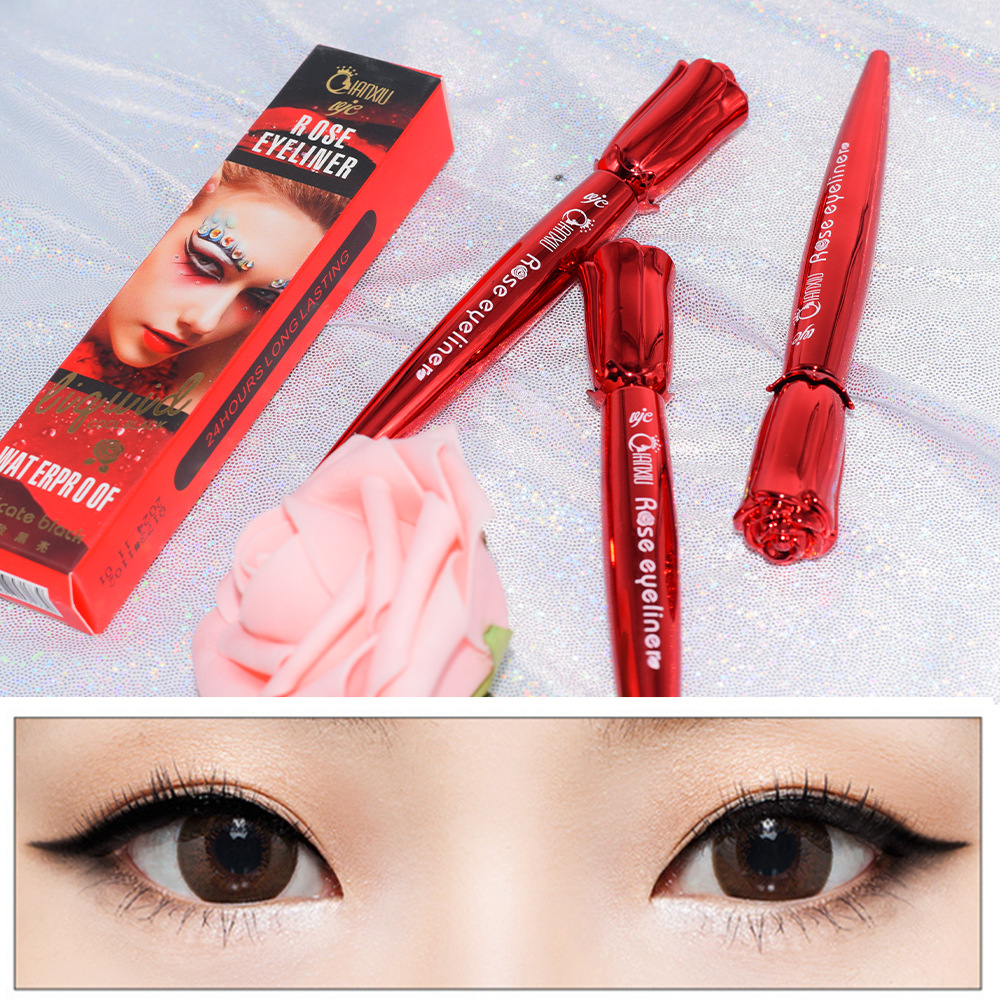 QianXin/qian xiu Q173 red rose eyeliner cool black quick - dry waterproof not easy to dye liquid eyeliner makeup