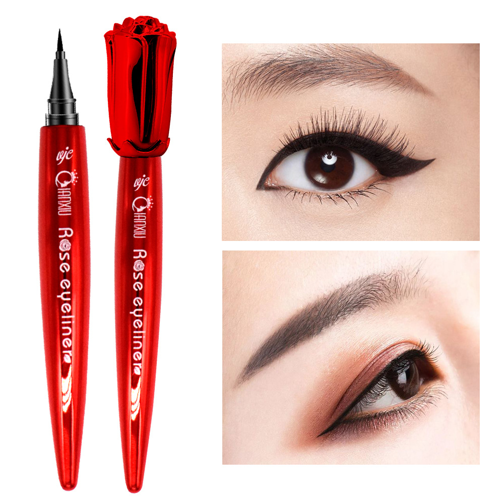 QianXin/qian xiu Q173 red rose eyeliner cool black quick - dry waterproof not easy to dye liquid eyeliner makeup