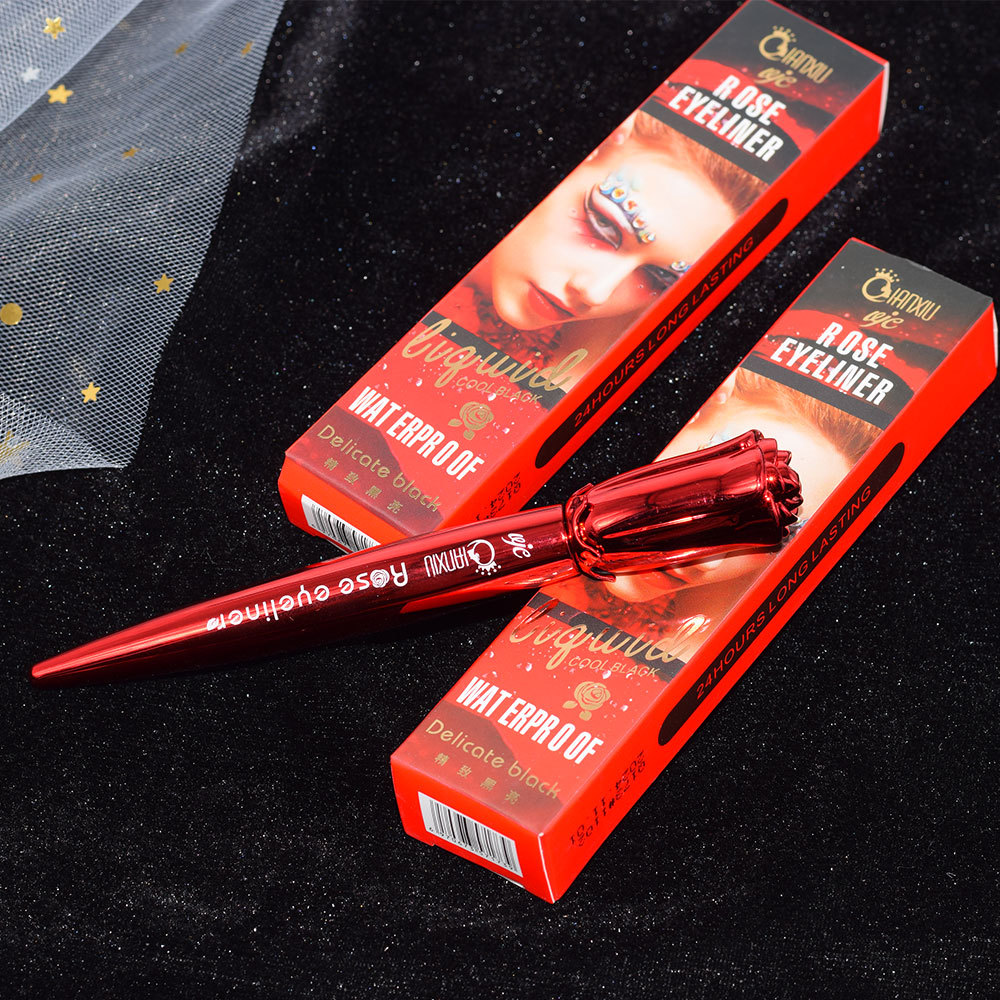 QianXin/qian xiu Q173 red rose eyeliner cool black quick - dry waterproof not easy to dye liquid eyeliner makeup