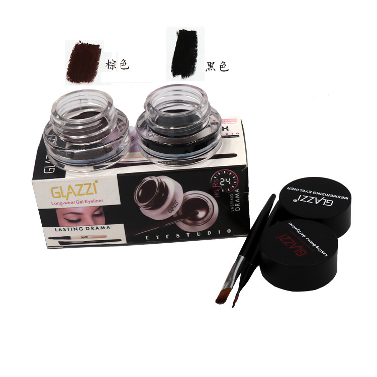 hot style GLAZZI Korean two-color eyeliner 2 bottles of long-lasting waterproof and non-smudging eye shadow gel makeup