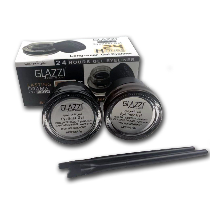 hot style GLAZZI Korean two-color eyeliner 2 bottles of long-lasting waterproof and non-smudging eye shadow gel makeup