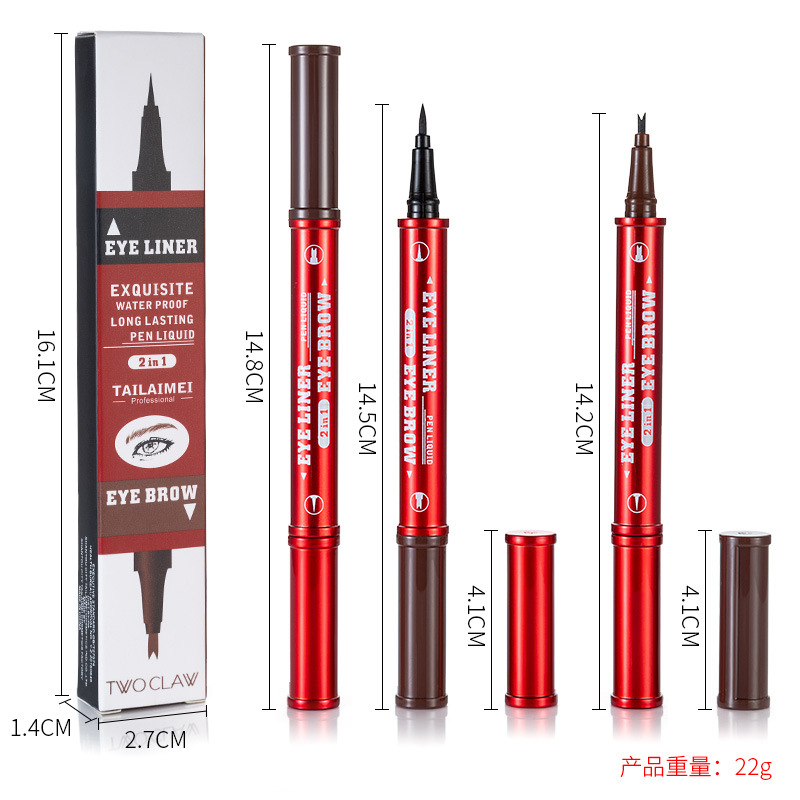 TLM TLM cool black quick dry eyeliner water eyebrow pencil 2 ni1 durable waterproof not smudge dye double end pen