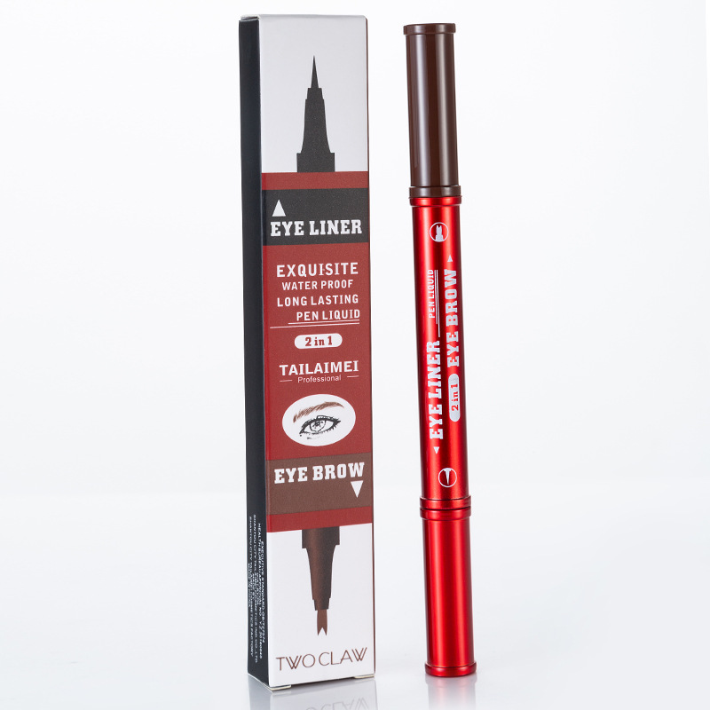 TLM TLM cool black quick dry eyeliner water eyebrow pencil 2 ni1 durable waterproof not smudge dye double end pen