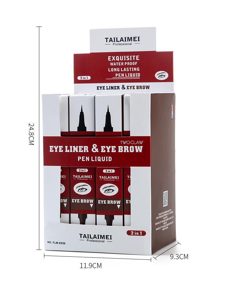 TLM TLM cool black quick dry eyeliner water eyebrow pencil 2 ni1 durable waterproof not smudge dye double end pen