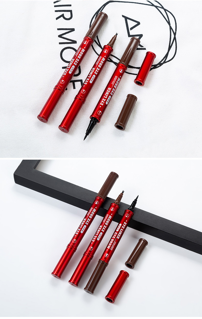 TLM TLM cool black quick dry eyeliner water eyebrow pencil 2 ni1 durable waterproof not smudge dye double end pen