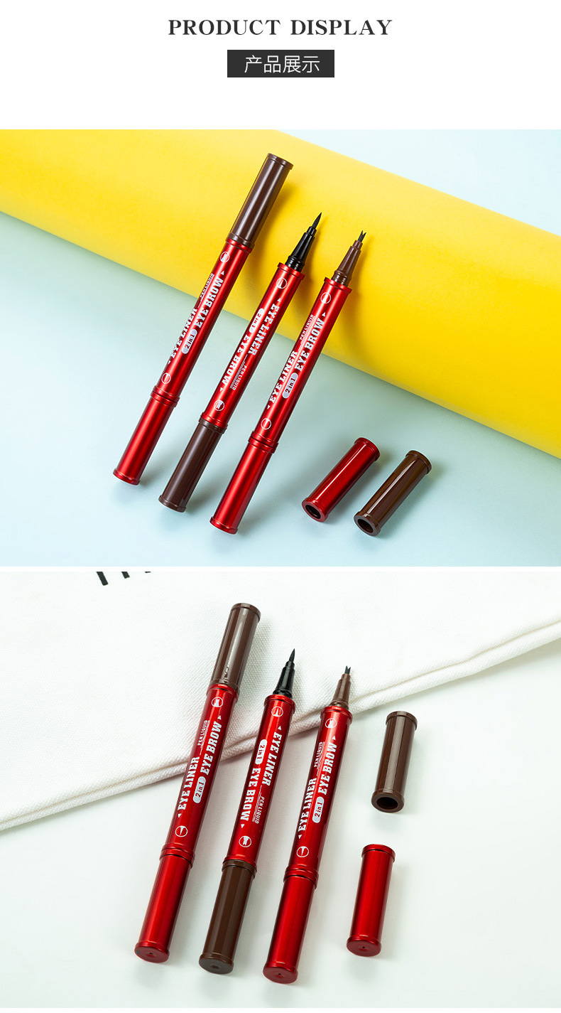 TLM TLM cool black quick dry eyeliner water eyebrow pencil 2 ni1 durable waterproof not smudge dye double end pen