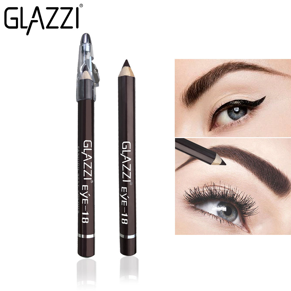 Authentic GLAZZI brown eyebrow pencil with knife cut wooden waterproof sweat proof eyeliner cosmetics wholesale