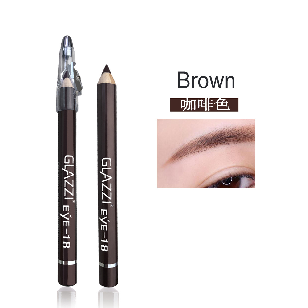 Authentic GLAZZI brown eyebrow pencil with knife cut wooden waterproof sweat proof eyeliner cosmetics wholesale