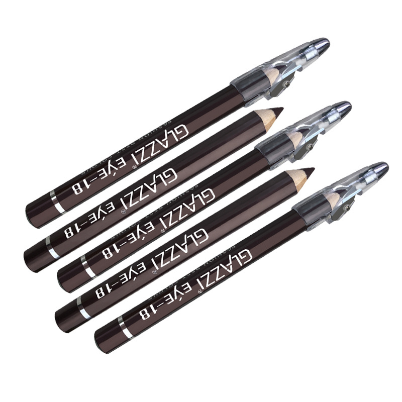 Authentic GLAZZI brown eyebrow pencil with knife cut wooden waterproof sweat proof eyeliner cosmetics wholesale