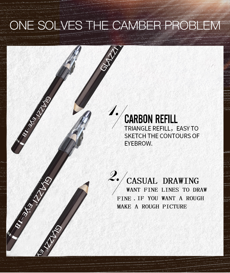 Authentic GLAZZI brown eyebrow pencil with knife cut wooden waterproof sweat proof eyeliner cosmetics wholesale