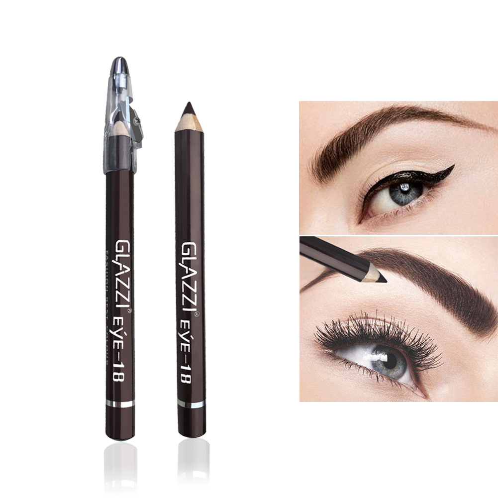Authentic GLAZZI brown eyebrow pencil with knife cut wooden waterproof sweat proof eyeliner cosmetics wholesale