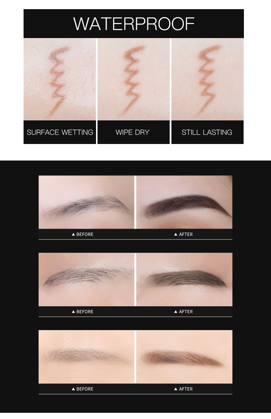 Authentic GLAZZI brown eyebrow pencil with knife cut wooden waterproof sweat proof eyeliner cosmetics wholesale