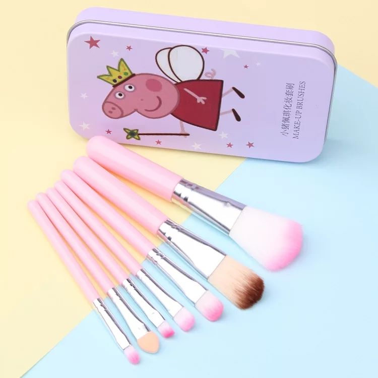 Piggy peppa makeup brush set brush cartoon head 7 iron box brush set