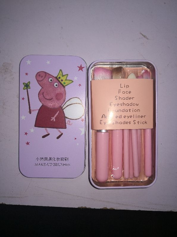 Piggy peppa makeup brush set brush cartoon head 7 iron box brush set