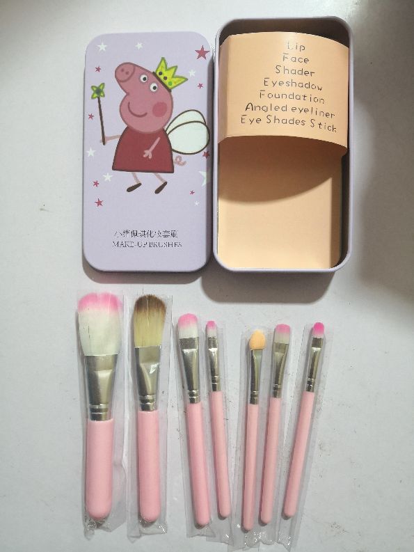 Piggy peppa makeup brush set brush cartoon head 7 iron box brush set
