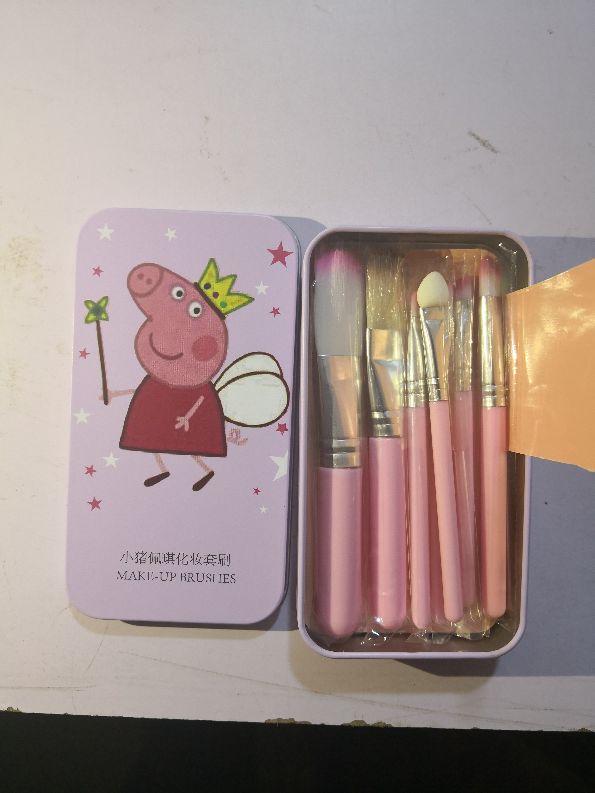 Piggy peppa makeup brush set brush cartoon head 7 iron box brush set