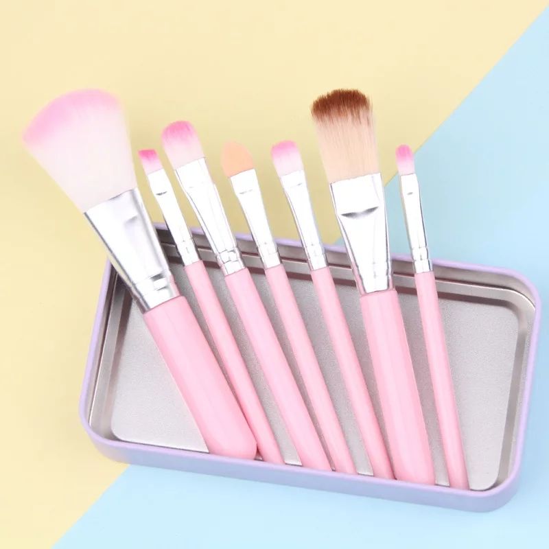 Piggy peppa makeup brush set brush cartoon head 7 iron box brush set