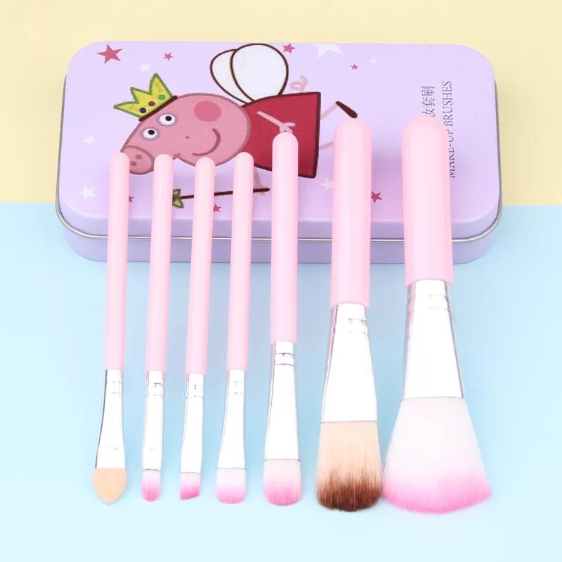 Piggy peppa makeup brush set brush cartoon head 7 iron box brush set