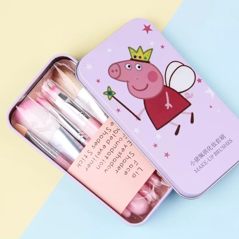 Piggy peppa makeup brush set brush cartoon head 7 iron box brush set