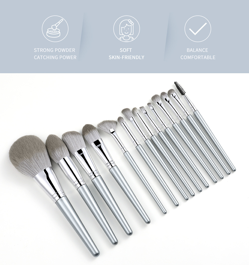 12 PCs Makeup Brush Set Full Set of Beauty Tools Powder Foundation Brush Eye Shadow Brush Wooden Handle Makeup Tools