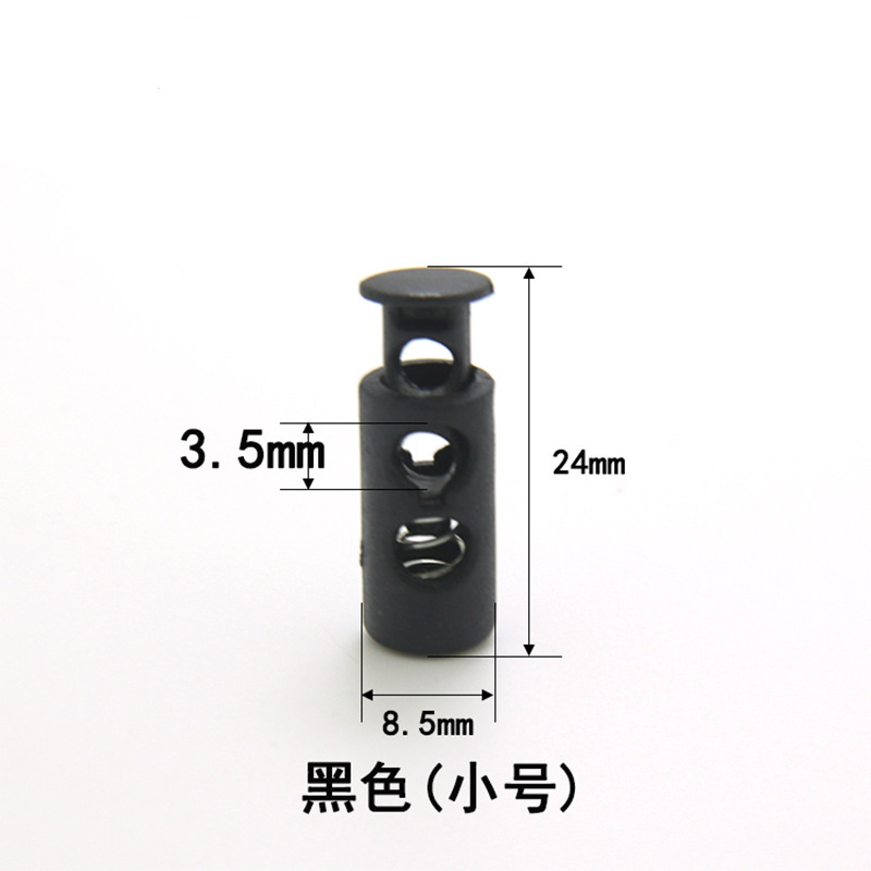 Plastic Spring Fastener Elastic White Adjustable Buckle Garment Handbag Buckle Nylon Black Double Holes Pig Nose Button
