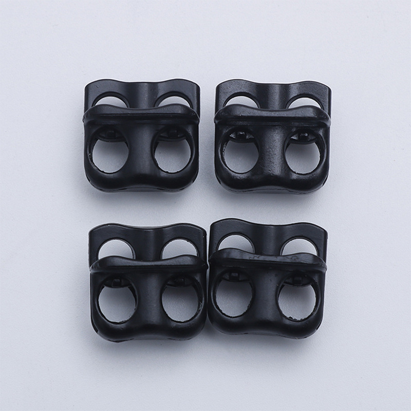 Plastic Spring Fastener Elastic White Adjustable Buckle Garment Handbag Buckle Nylon Black Double Holes Pig Nose Button