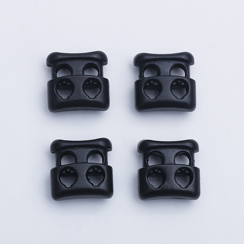 Plastic Spring Fastener Elastic White Adjustable Buckle Garment Handbag Buckle Nylon Black Double Holes Pig Nose Button