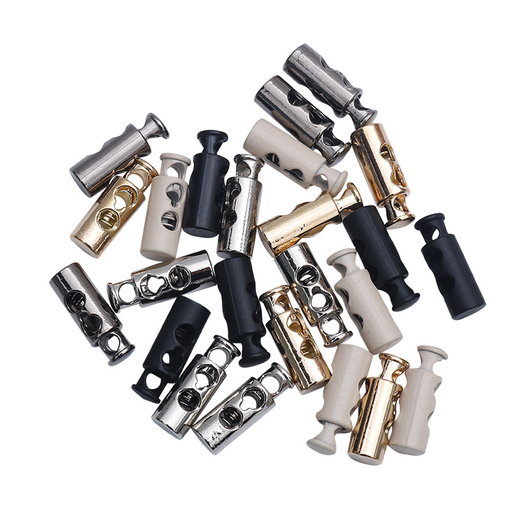 Plastic Spring Fastener Elastic White Adjustable Buckle Garment Handbag Buckle Nylon Black Double Holes Pig Nose Button