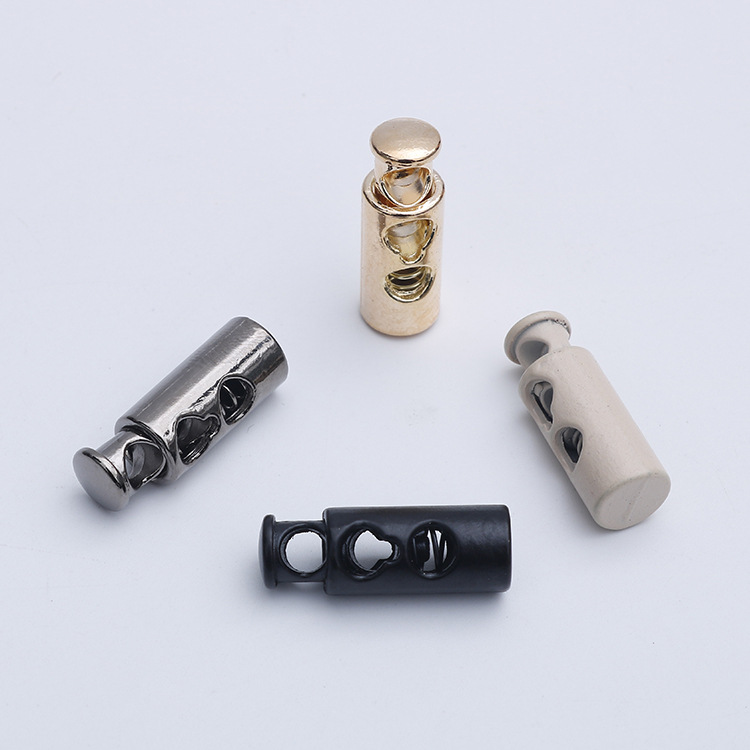 Plastic Spring Fastener Elastic White Adjustable Buckle Garment Handbag Buckle Nylon Black Double Holes Pig Nose Button