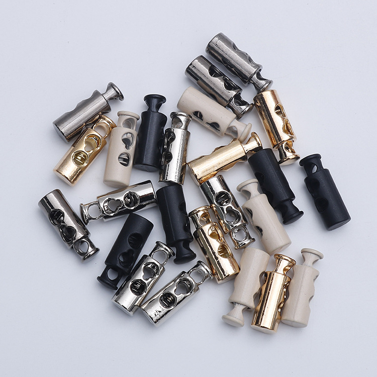 Plastic Spring Fastener Elastic White Adjustable Buckle Garment Handbag Buckle Nylon Black Double Holes Pig Nose Button