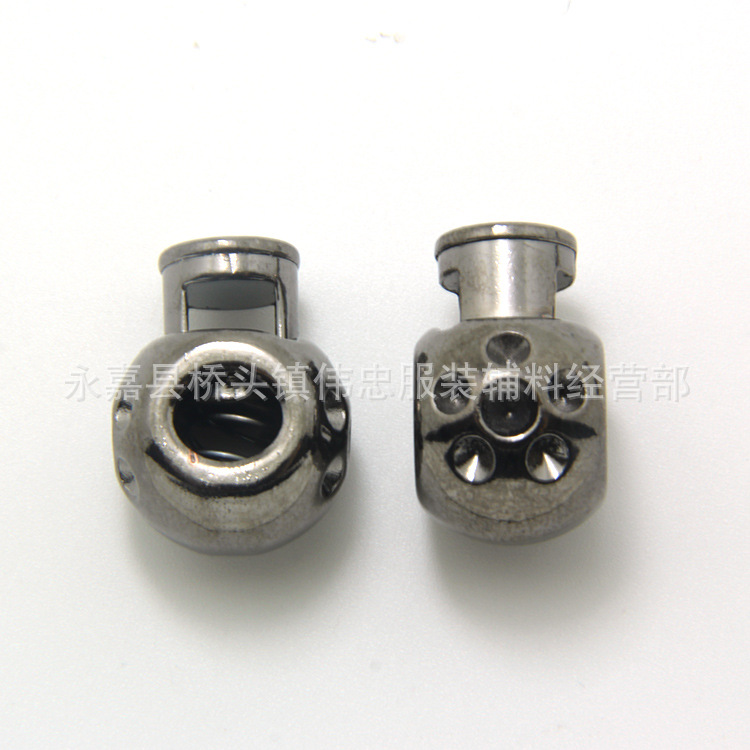 Plastic Spring Fastener Elastic White Adjustable Buckle Garment Handbag Buckle Nylon Black Double Holes Pig Nose Button