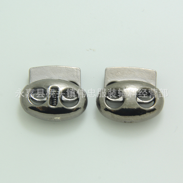 Plastic Spring Fastener Elastic White Adjustable Buckle Garment Handbag Buckle Nylon Black Double Holes Pig Nose Button