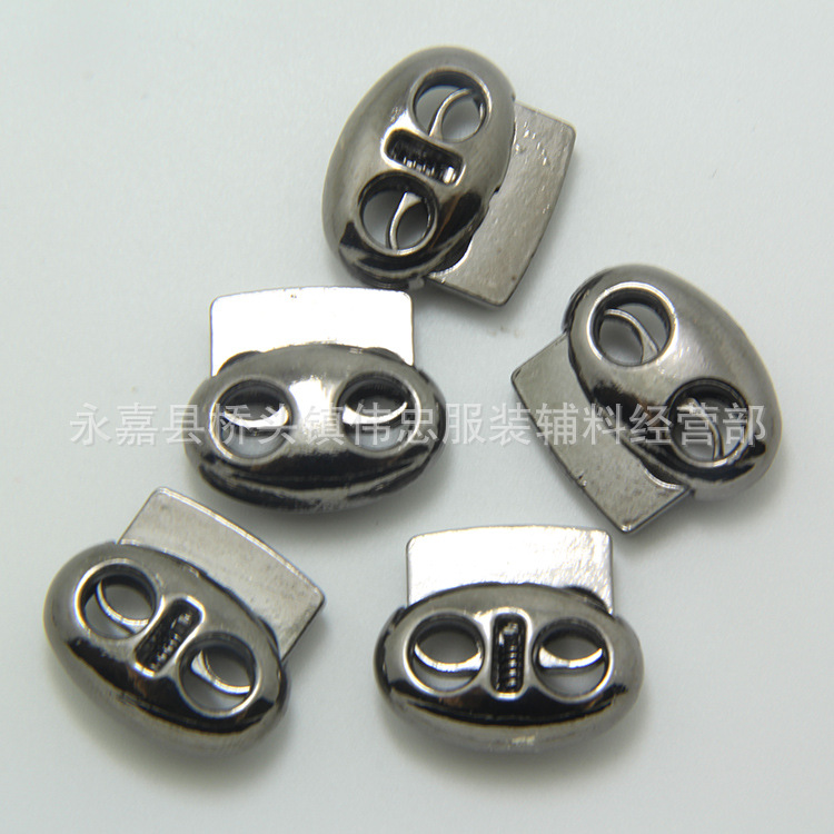 Plastic Spring Fastener Elastic White Adjustable Buckle Garment Handbag Buckle Nylon Black Double Holes Pig Nose Button