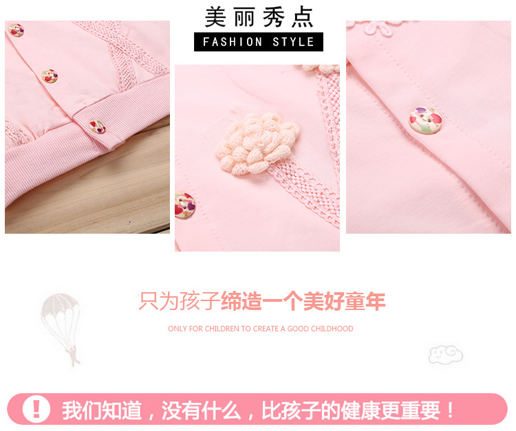 Spring and autumn new girl button unlined upper garment of comfortable flower ball decorated long sleeve coat 2018.