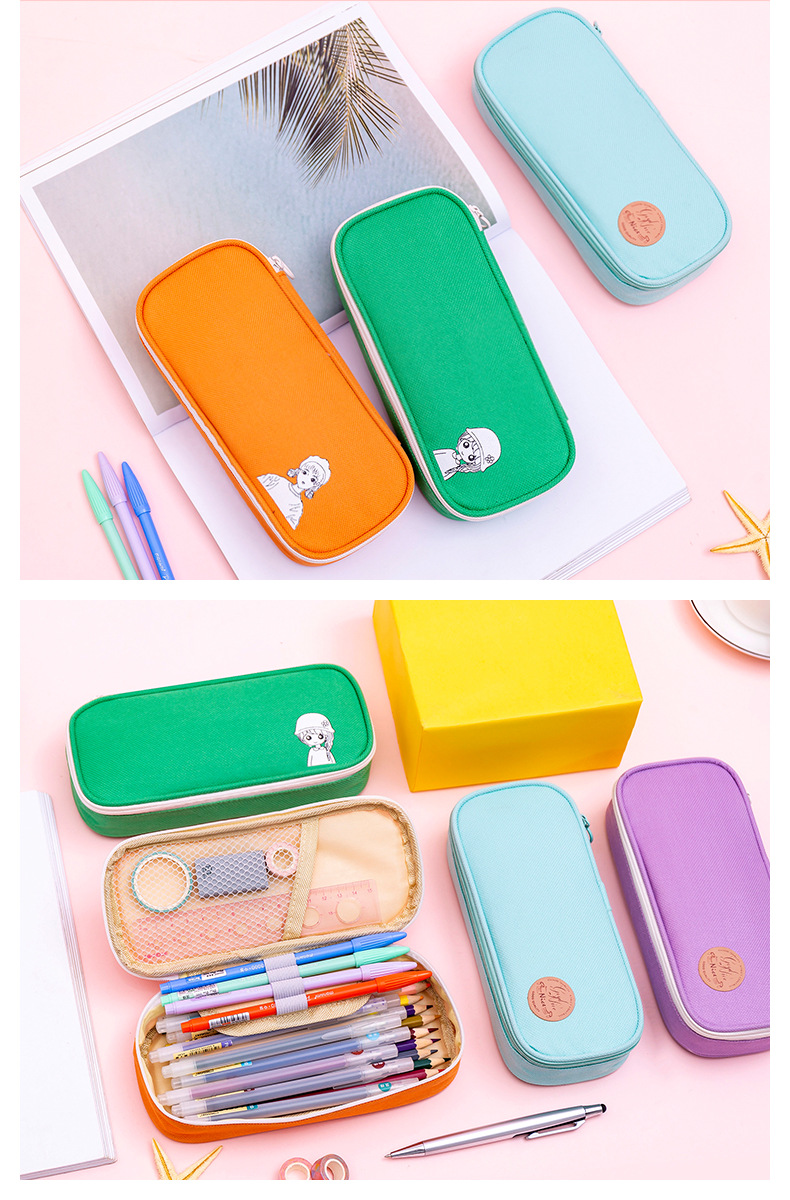 Solid-color pencil bag Oxford cloth pencil bag stationery bag pencil-box pencil-box Large-capacity pencil-box Solid-color pencil bag Oxford cloth pencil bag stationery bag pencil-box pencil-box Large-capacity pencil-box