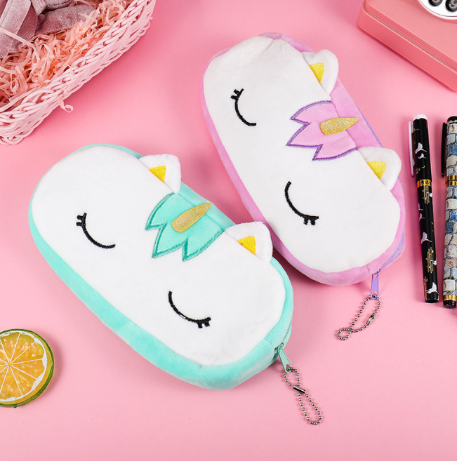 Unicorn pen bag Plush pencil Bag Stationery bag Student storage bag Stationery pack pencil-box stationery box