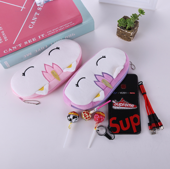 Unicorn pen bag Plush pencil Bag Stationery bag Student storage bag Stationery pack pencil-box stationery box