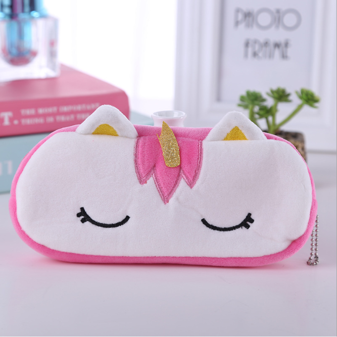 Unicorn pen bag Plush pencil Bag Stationery bag Student storage bag Stationery pack pencil-box stationery box