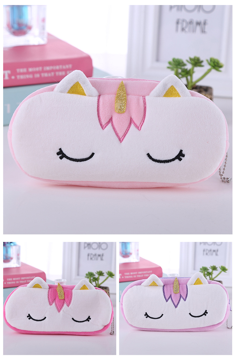 Unicorn pen bag Plush pencil Bag Stationery bag Student storage bag Stationery pack pencil-box stationery box