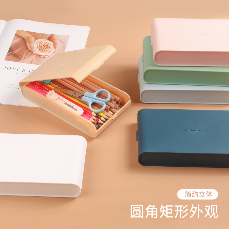 INS Frosted Pencil Case Simple for Students Large Capacity Storage Box Plastic Pencil-Box Student Stationery