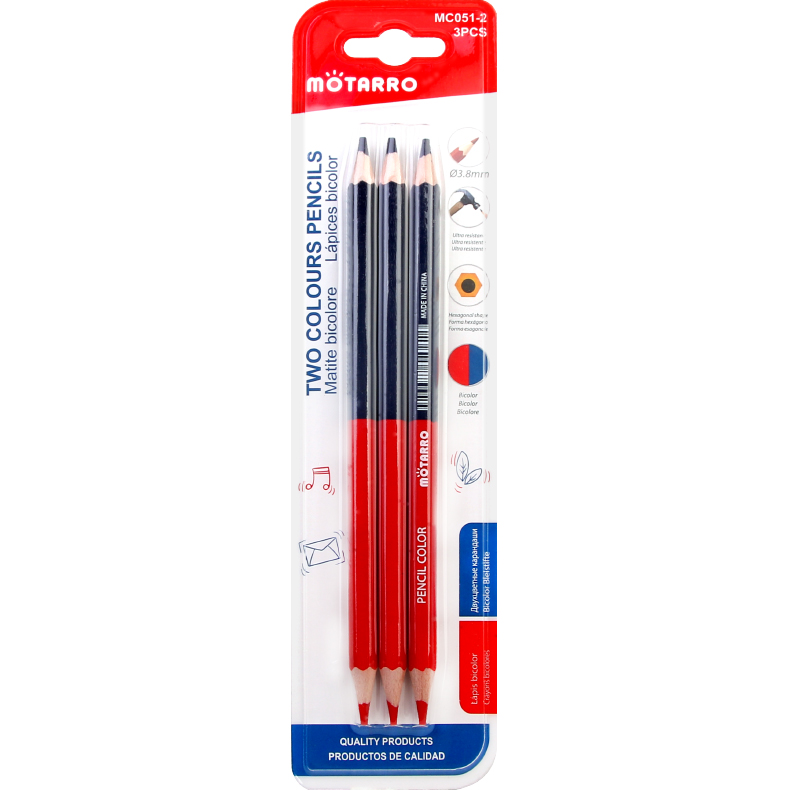 Red and Blue Double-Headed Six Angle Rod Sharpened Pencil 3.8 Core (MC051-2) Mottarro
