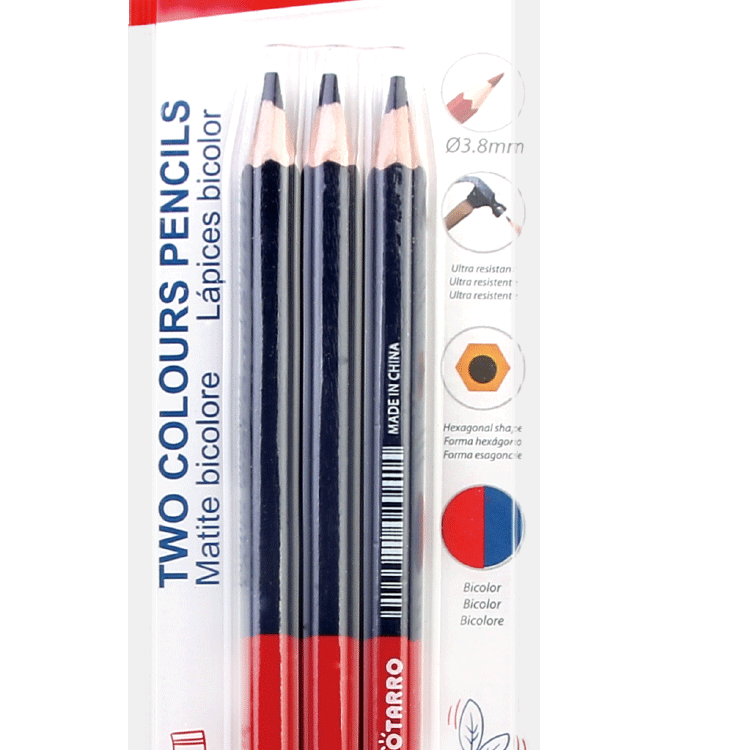 Red and Blue Double-Headed Six Angle Rod Sharpened Pencil 3.8 Core (MC051-2) Mottarro