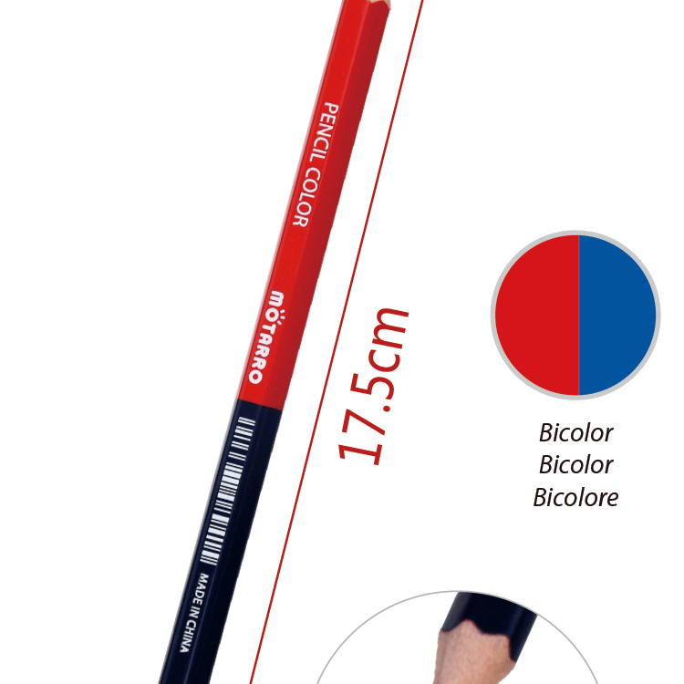 Red and Blue Double-Headed Six Angle Rod Sharpened Pencil 3.8 Core (MC051-2) Mottarro