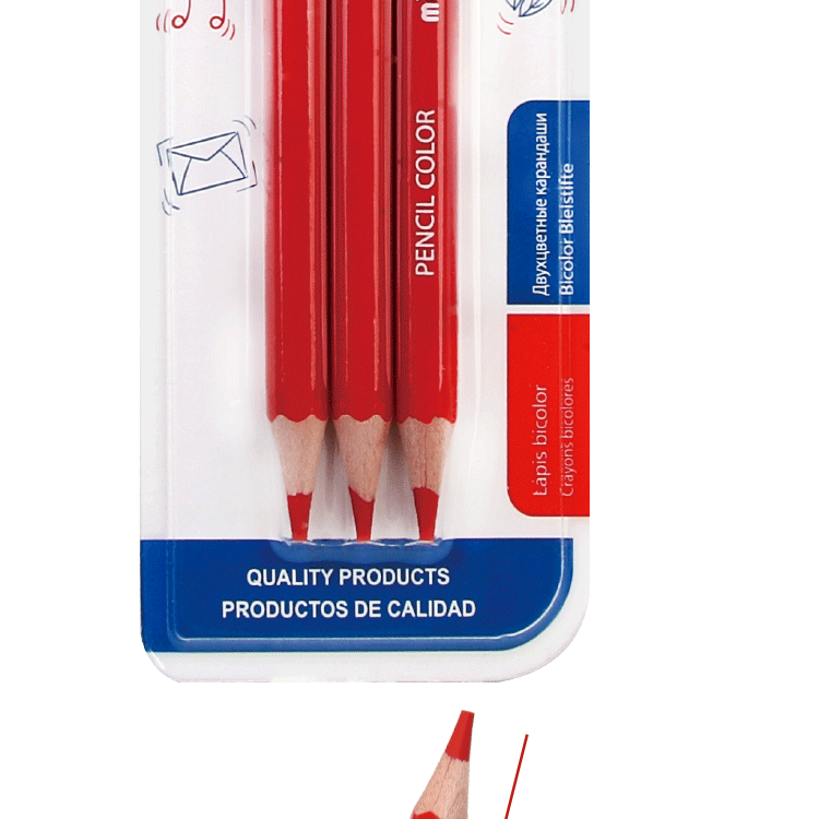 Red and Blue Double-Headed Six Angle Rod Sharpened Pencil 3.8 Core (MC051-2) Mottarro
